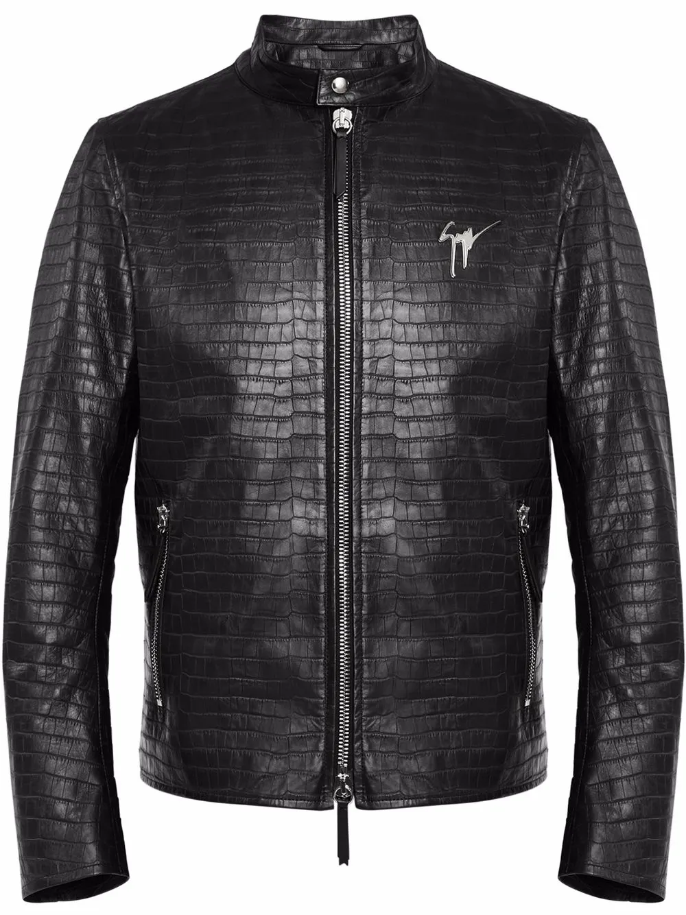 

Giuseppe Zanotti croco-embossed leather jacket - Black