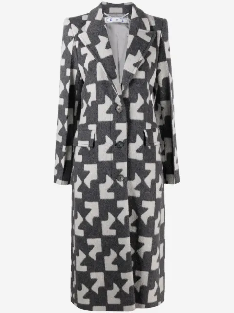 Off-White sobretodo con motivo geométrico