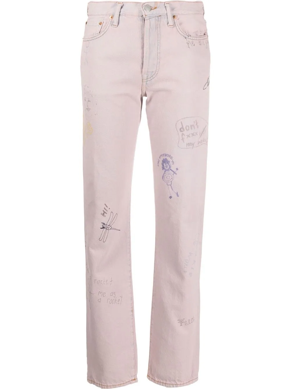 

Acne Studios jeans rectos ilustración estampada - Rosado