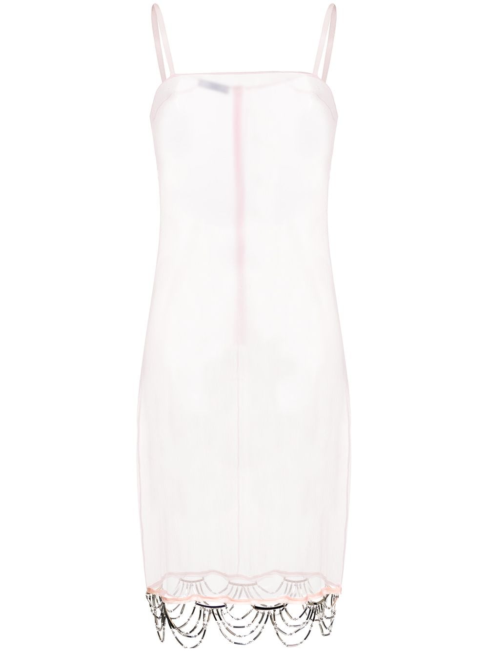 Pre-owned Prada Chain-trimmed Sheer Dress In Pink