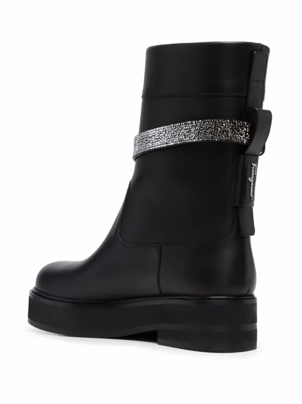 Salvatore Ferragamo Botas Biker Con Detalles De Cristal - Farfetch