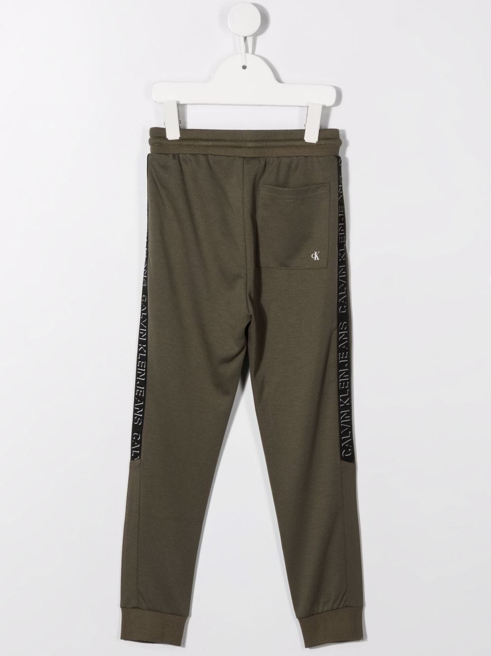 Shop Calvin Klein Logo-tape Drawstring Track Pants In Green