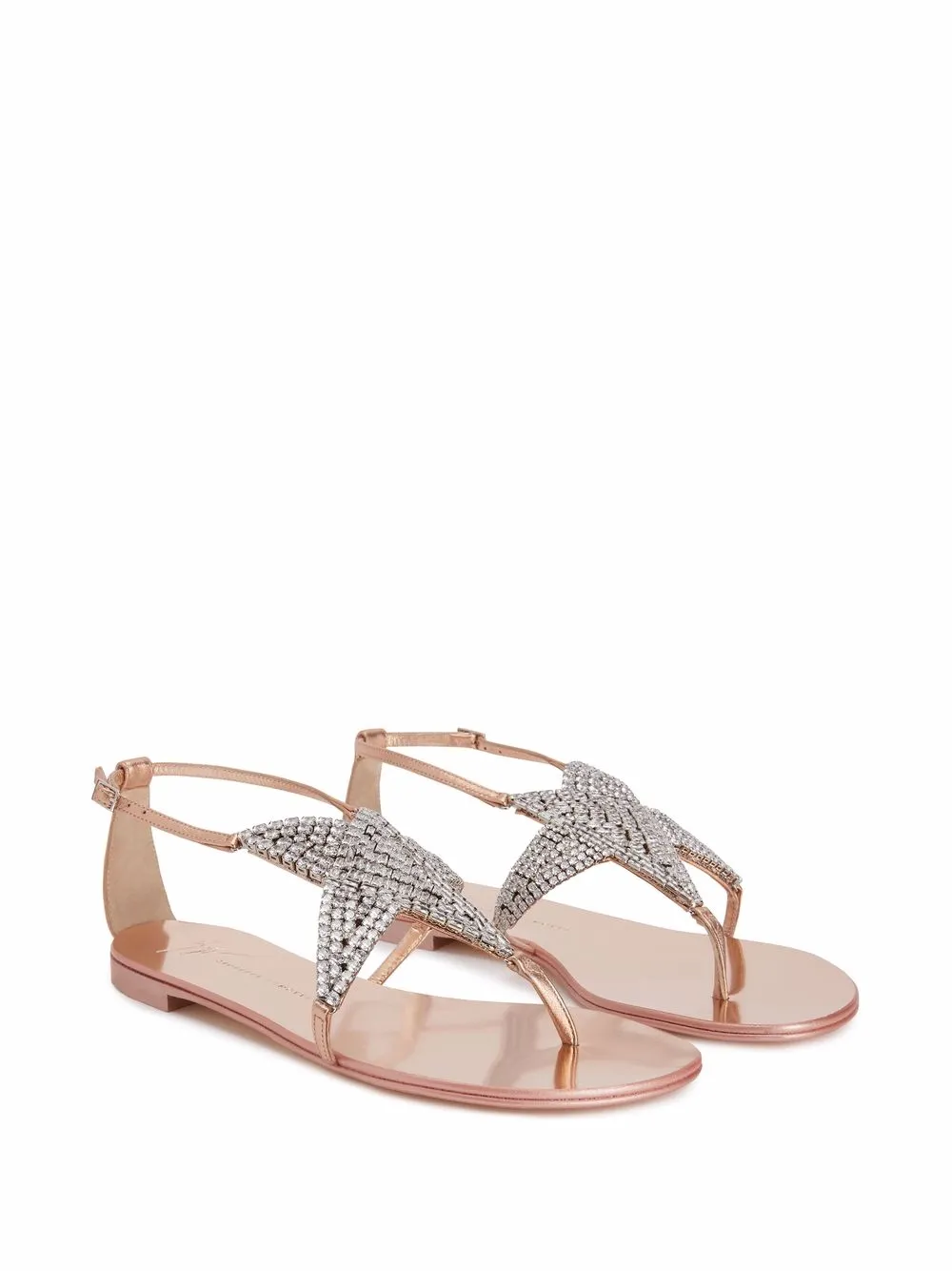 Giuseppe Zanotti Crystal-embellished T-bar Sandals In Pink