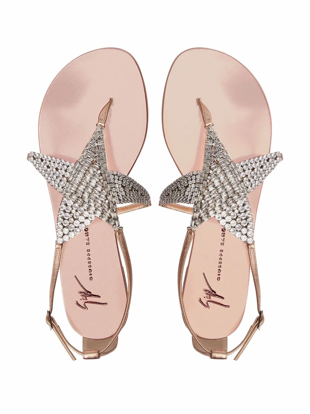Giuseppe Zanotti Crystal-embellished T-bar Sandals In Pink