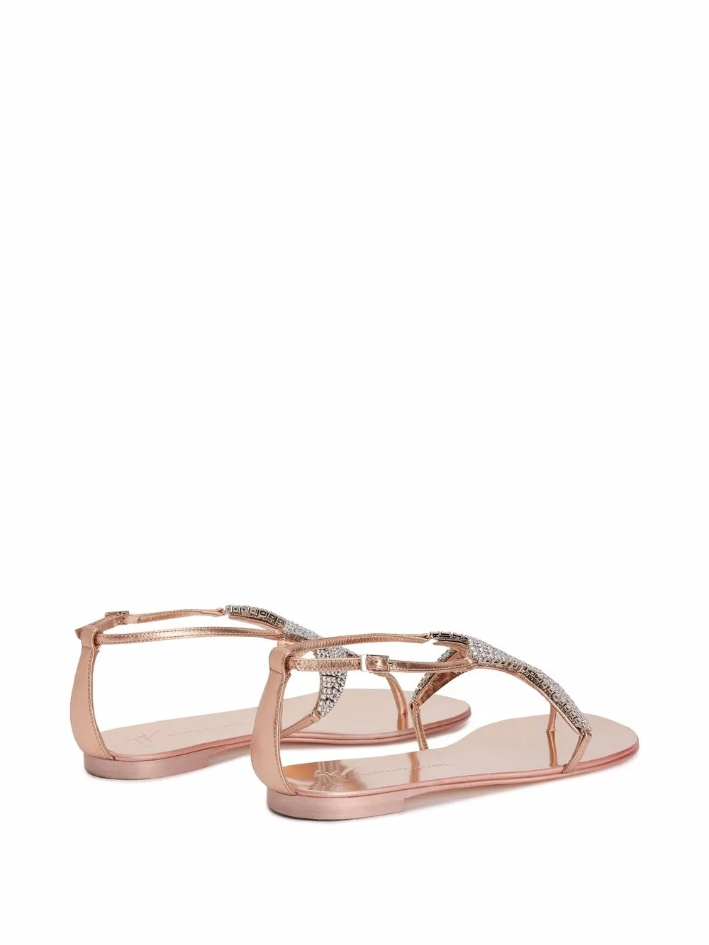 Giuseppe Zanotti Crystal-embellished T-bar Sandals In Pink