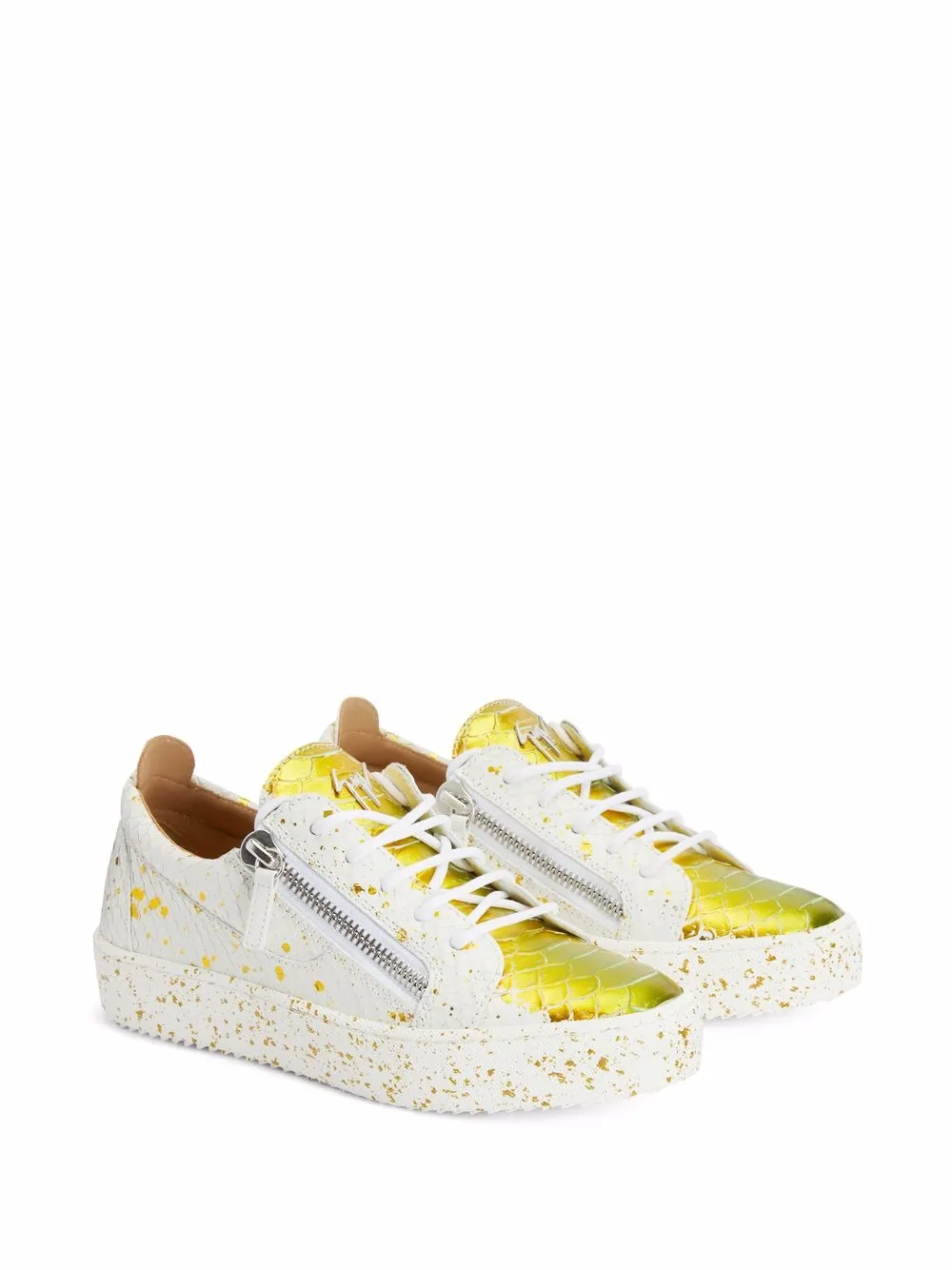 Giuseppe Zanotti Frankie sneakers met krokodillenleer-effect - Goud