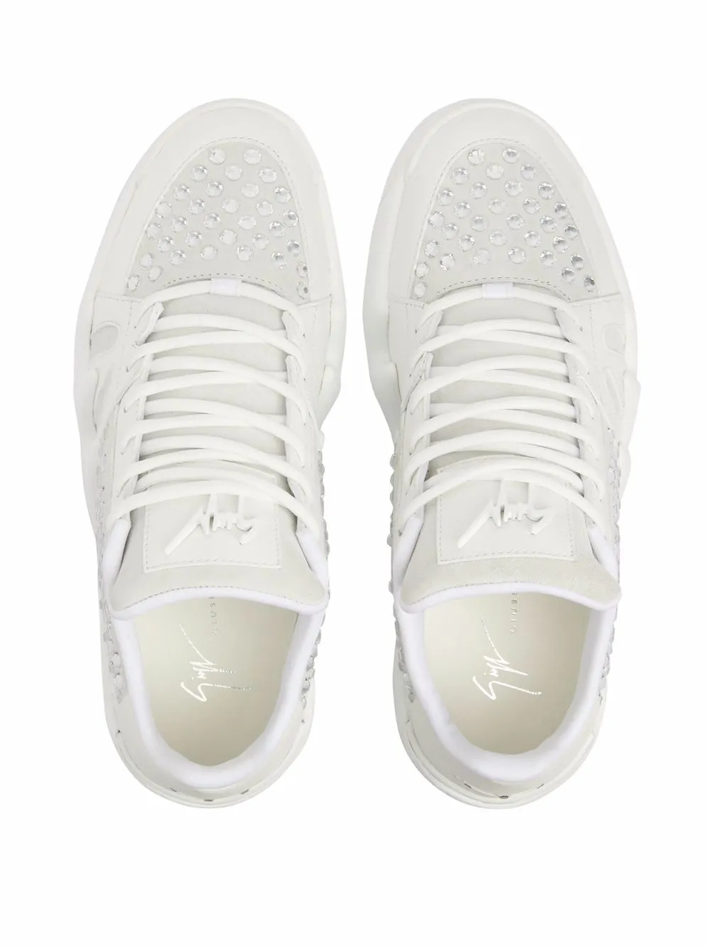 Giuseppe Zanotti Talon crystal-embellished leather sneakers White