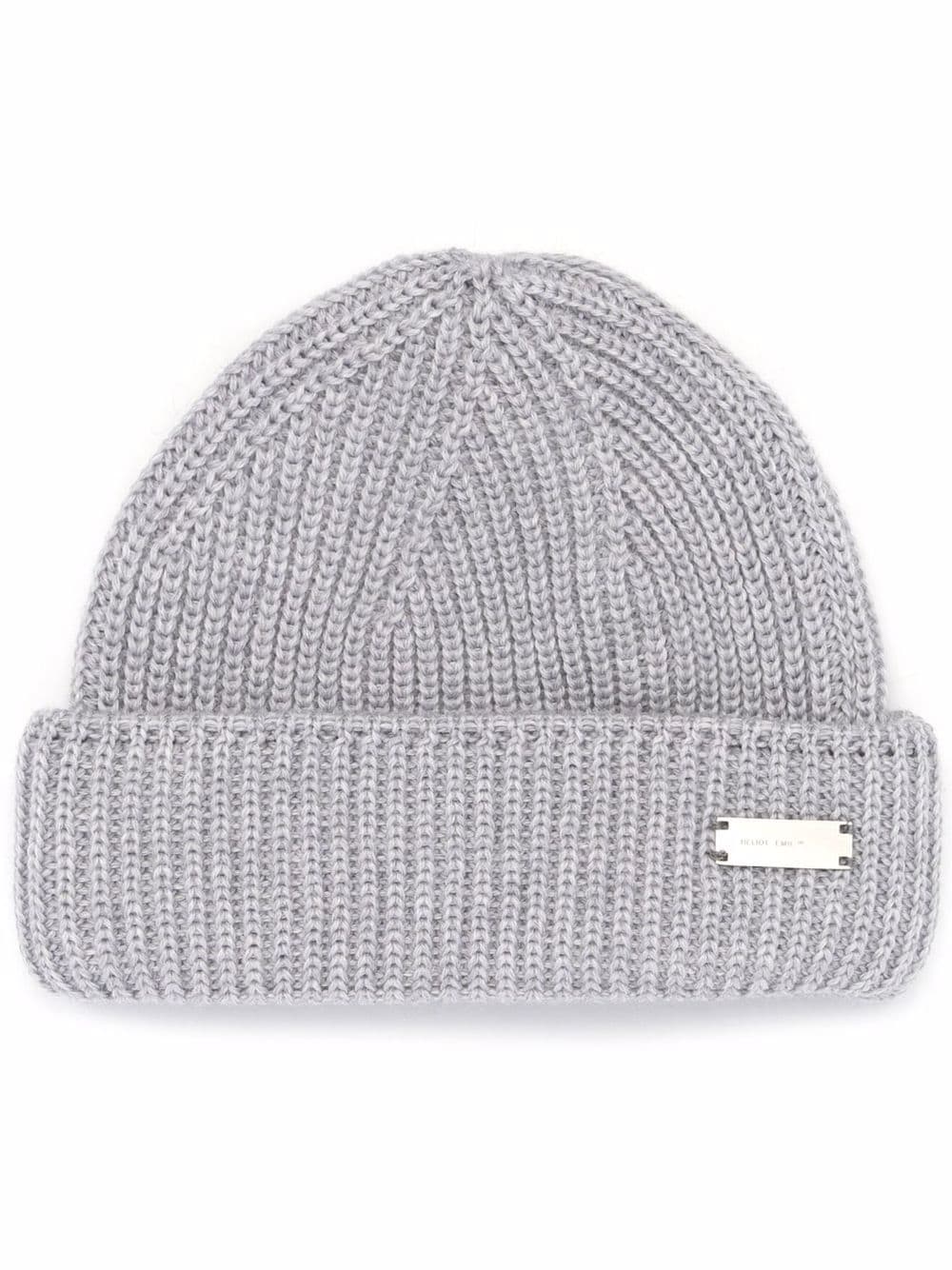 

HELIOT EMIL logo-plaque wool beanie - Grey