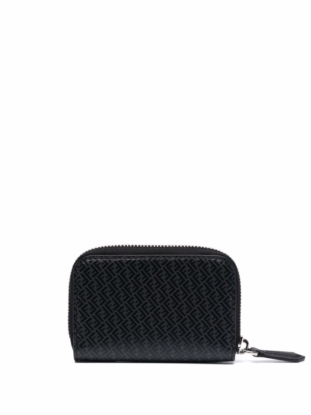 Shop Fendi Ff-motif Leather Wallet In Grey