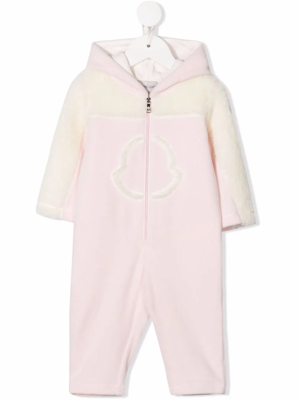 

Moncler Enfant Bimba colour block fleece romper - Pink