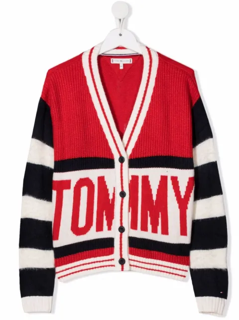 Tommy Hilfiger Junior كارديغان متباين الألوان بحياكة شعار الماركة