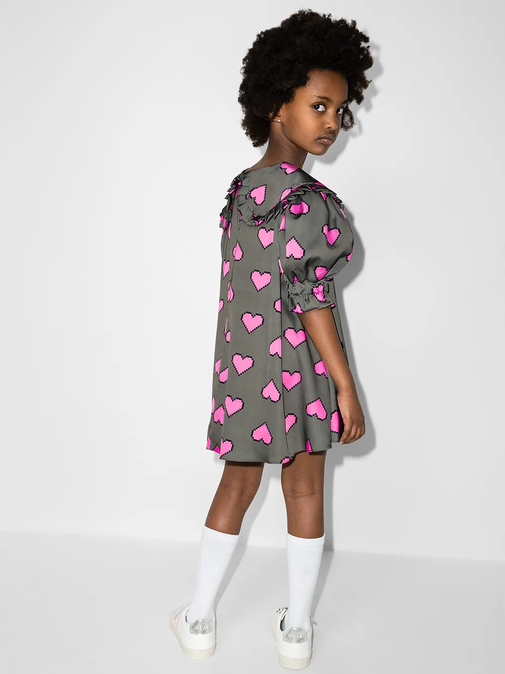 Natasha Zinko Pixellated Heart Print Dress In Green