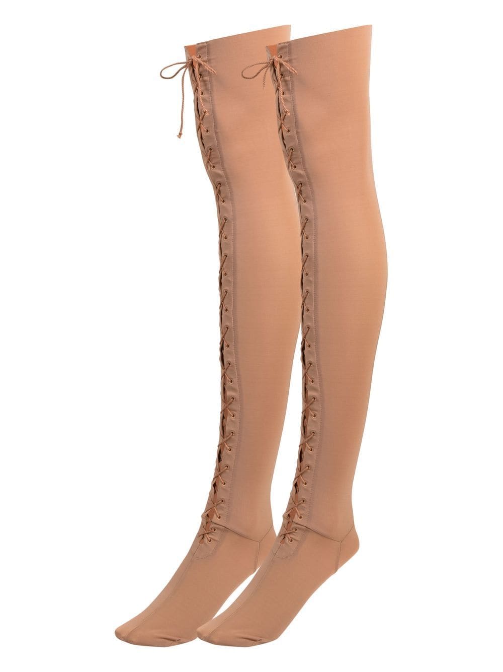 Acne Studios lace-up thigh-high socks - Beige