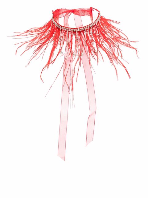 Atu Body Couture Colar com plumas e cristal