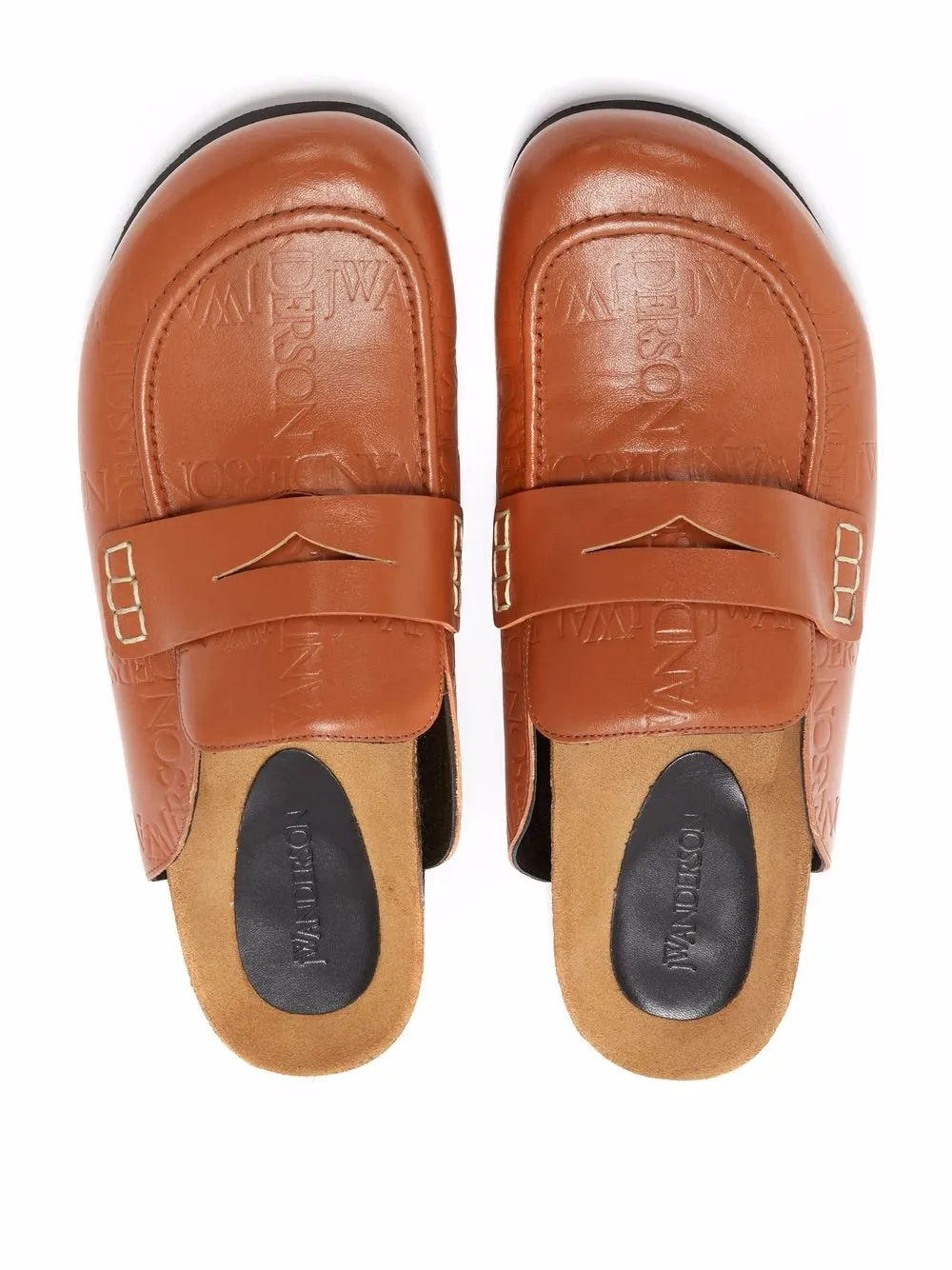 Shop Jw Anderson Logo-debossed Loafer Mules In Brown