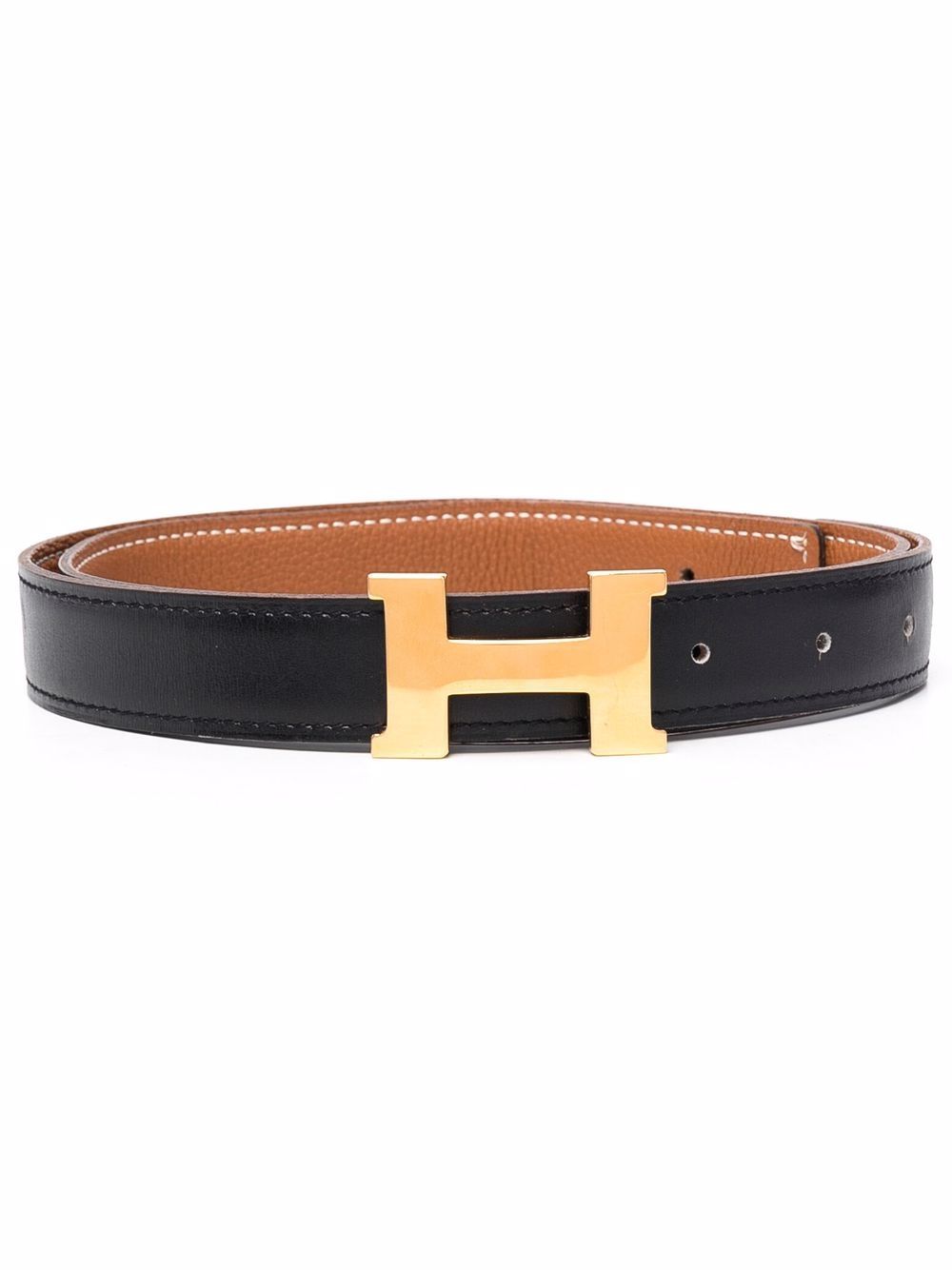 Pre-owned Hermes 2000s  Constance Reversible Belt In Black