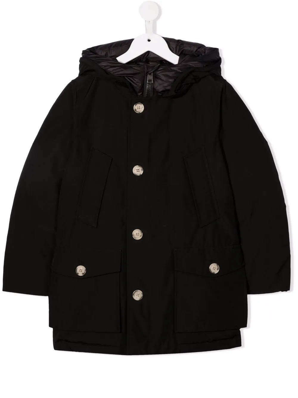 

Woolrich Kids abrigo con botones y capucha - Negro