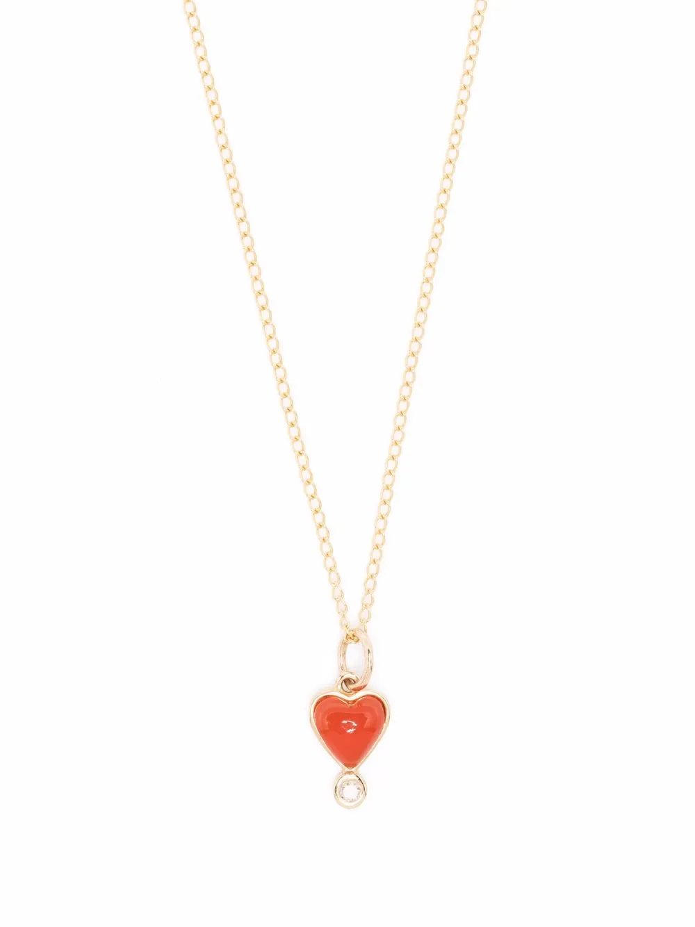 

ZAHAVA 10kt yellow gold Byrdie carnelian heart necklace