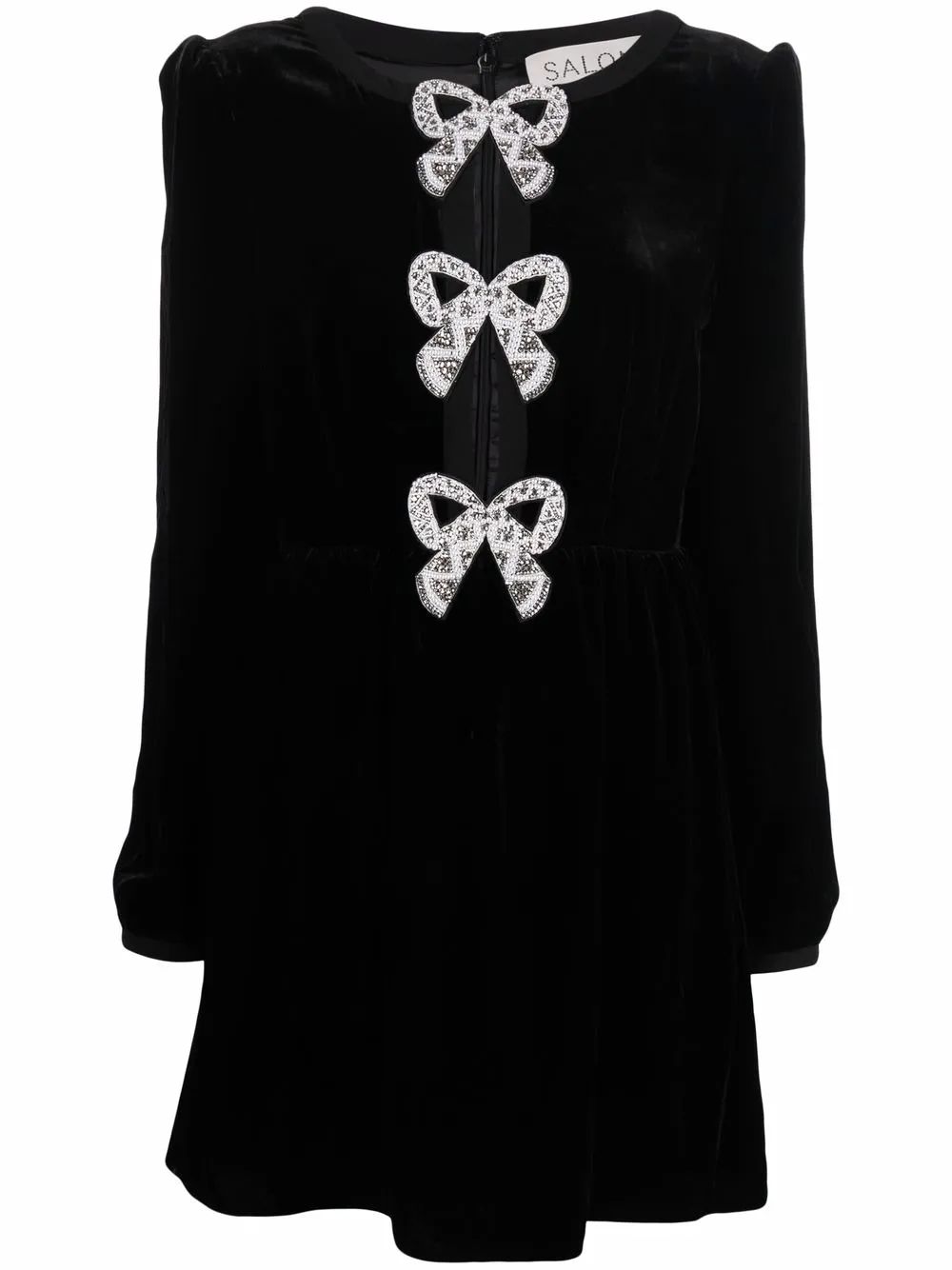 

Saloni vestido de terciopelo con lazo - Negro