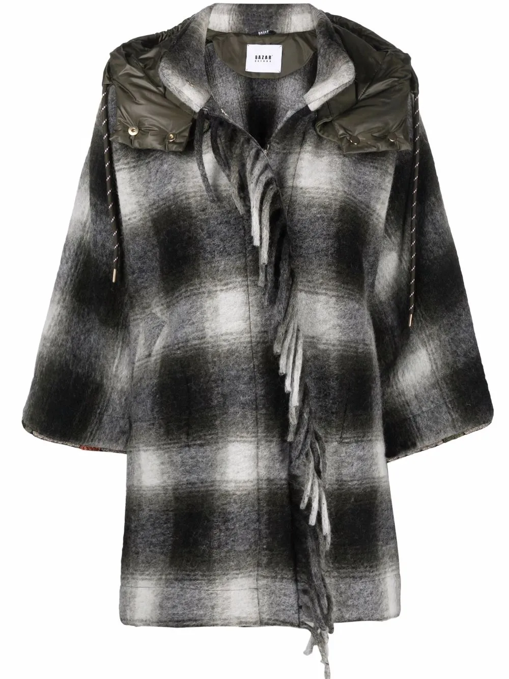 Bazar Deluxe кейп в клетку с бахромой