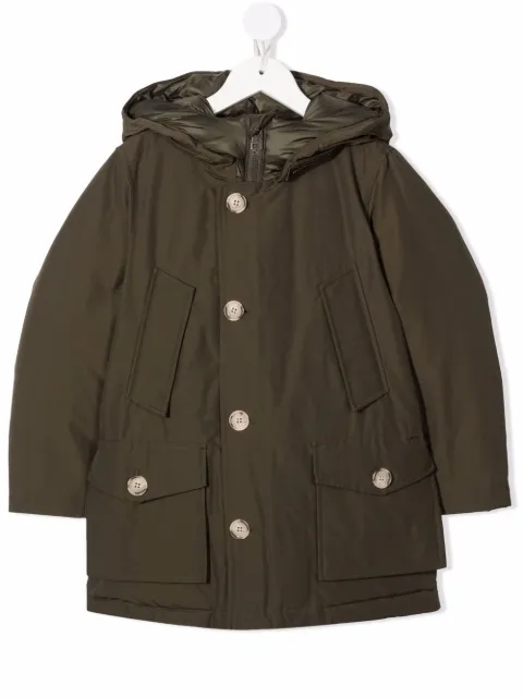 Woolrich Kids chamarra capitonada con logo