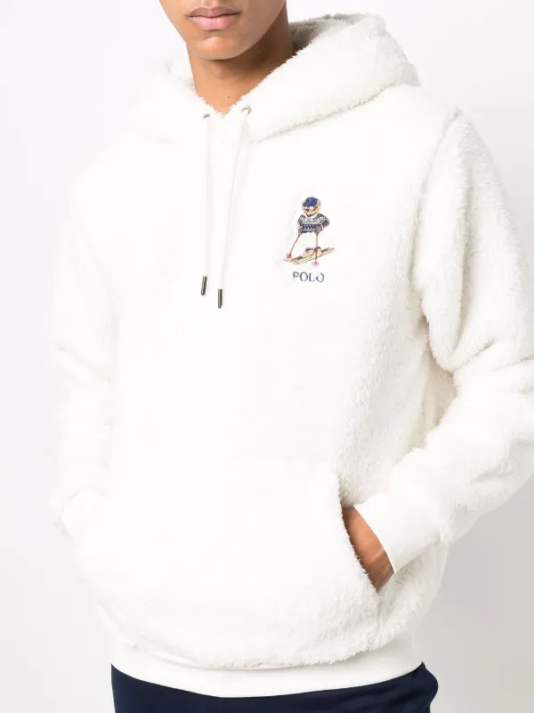 polo bear fleece hoodie white