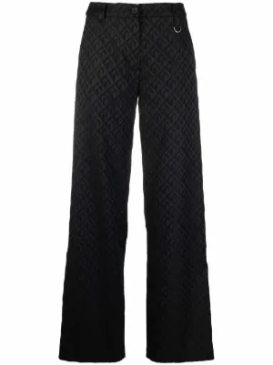 GANNI ストライプ ワイドパンツ | ブラック | FARFETCH JP