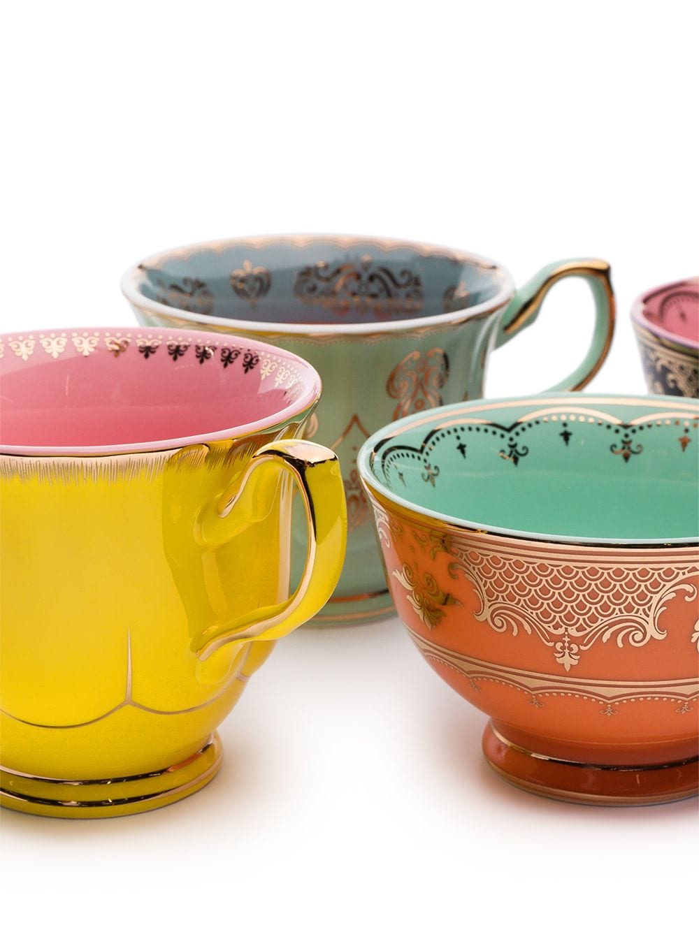 Shop Pols Potten Grandpa Glazed Teacups (set Of 4) In Blue