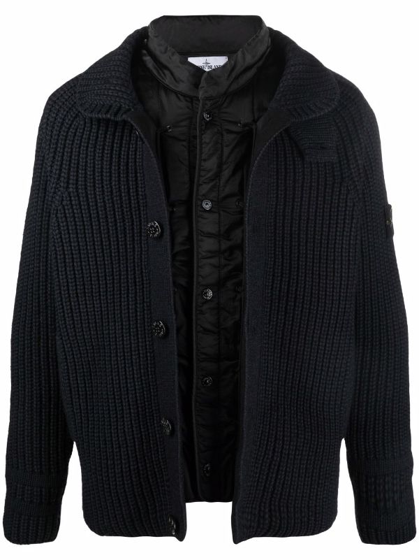 stone island chunky knit cardigan