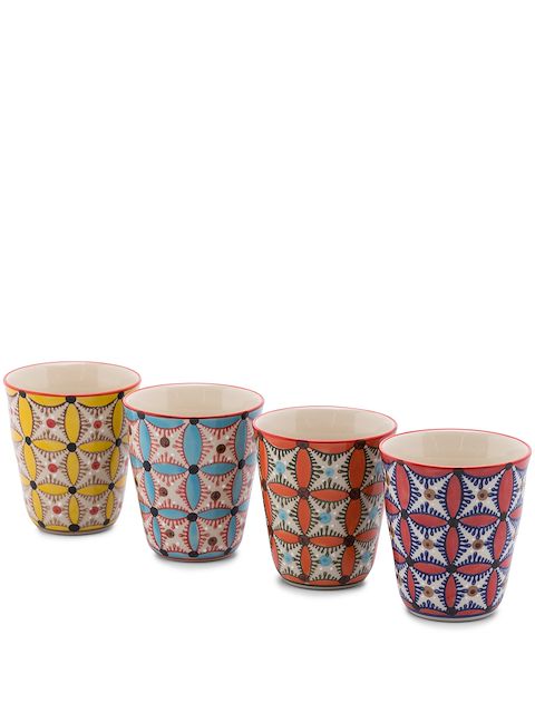 POLSPOTTEN juego de 4 tazas Hippy pintadas a mano