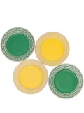 POLSPOTTEN set of 4 Chess print side plates (20cm) - Yellow