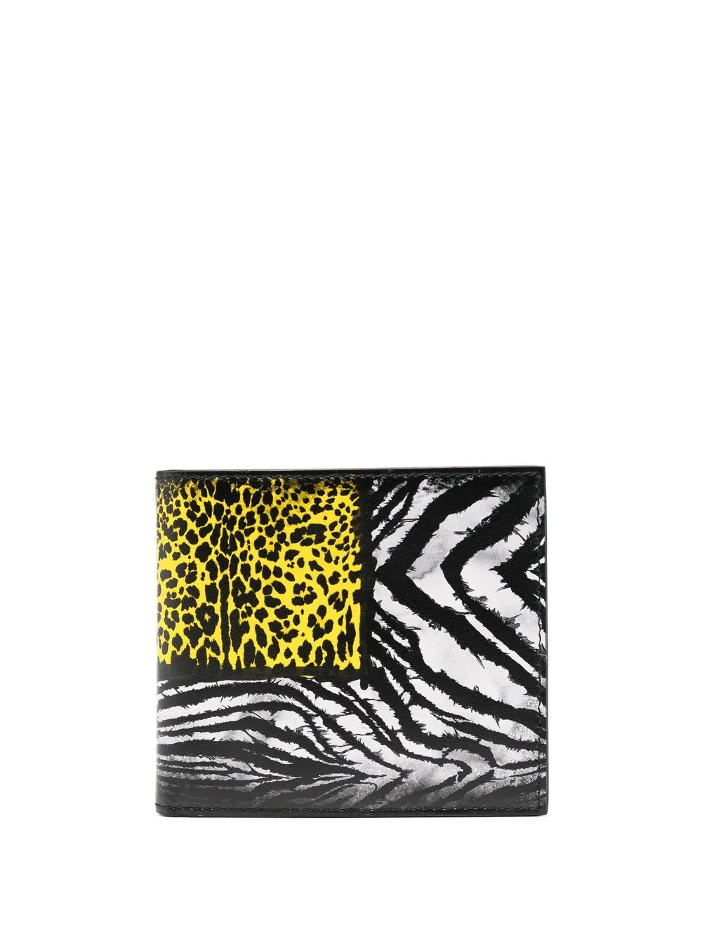 

Roberto Cavalli animalier patchwork-print leather bi-fold wallet - Black