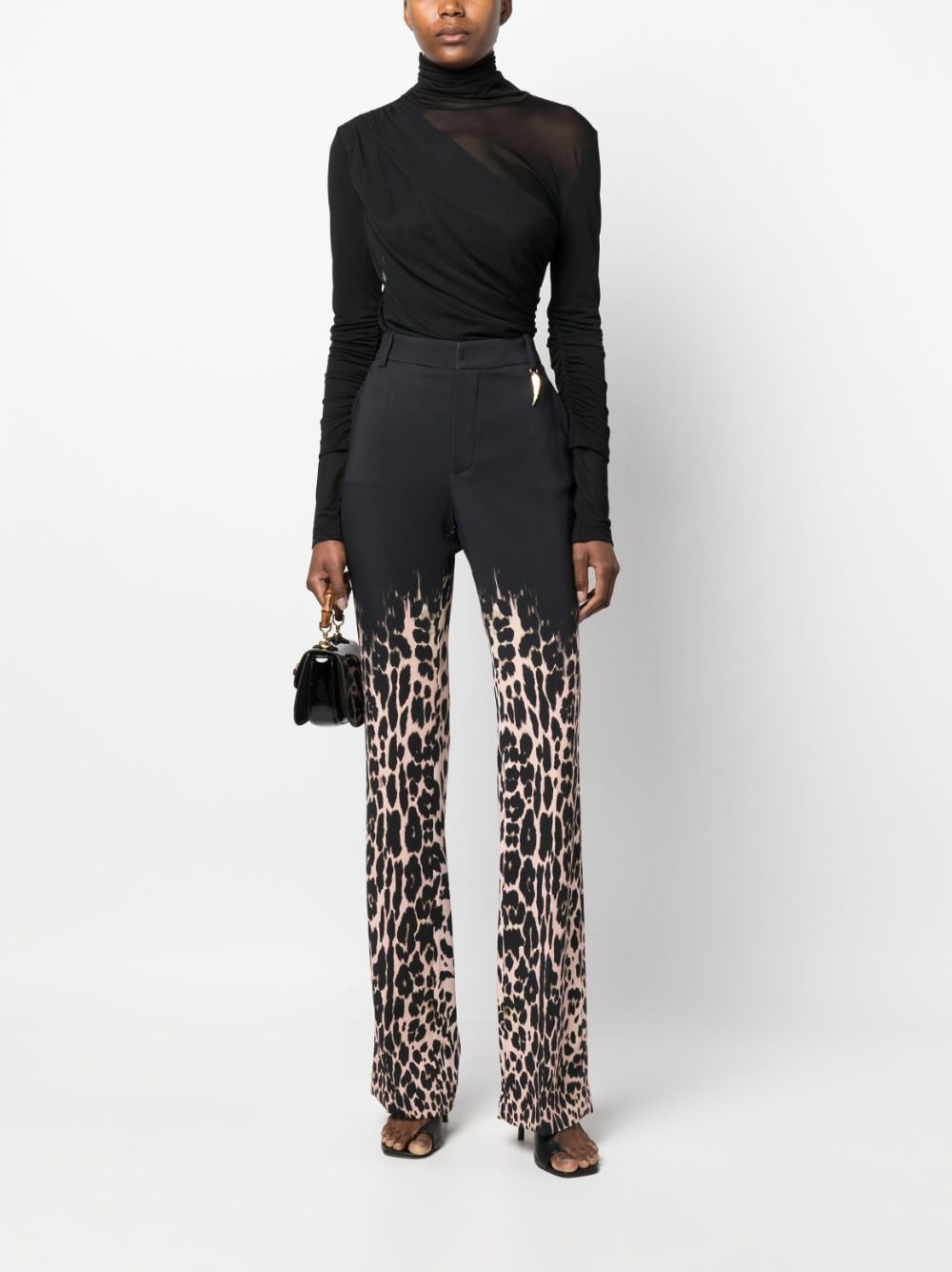 Roberto Cavalli Broek met luipaardprint - Zwart