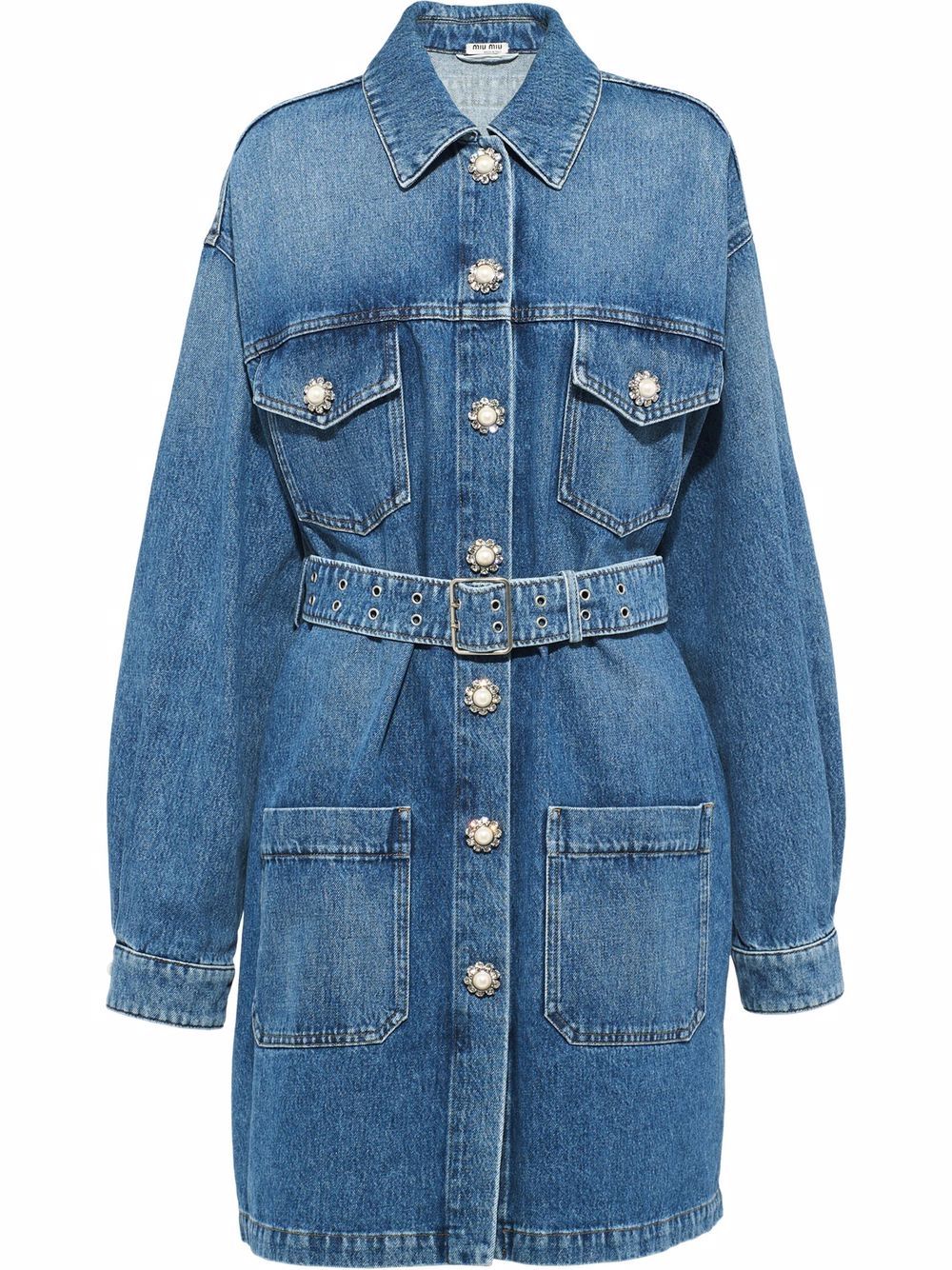 Miu Miu Belted Denim Jacket - Farfetch