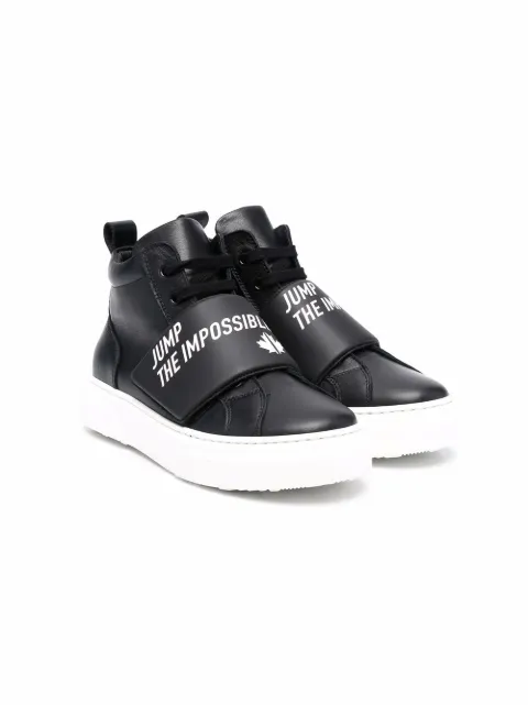 DSQUARED2 KIDS logo-print high-top leather sneakers 