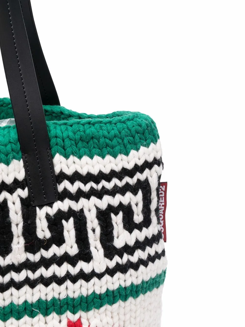 Dsquared2 Logo-print Intarsia-knit Shoulder Bag In White