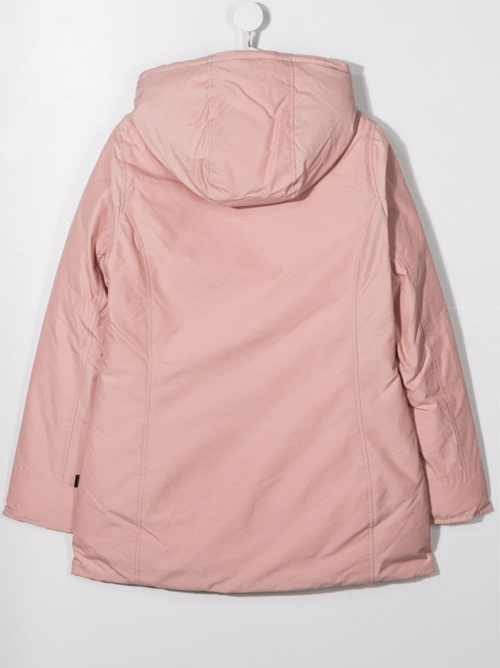 Shop Woolrich Teen Hooded Down Coat In Pink