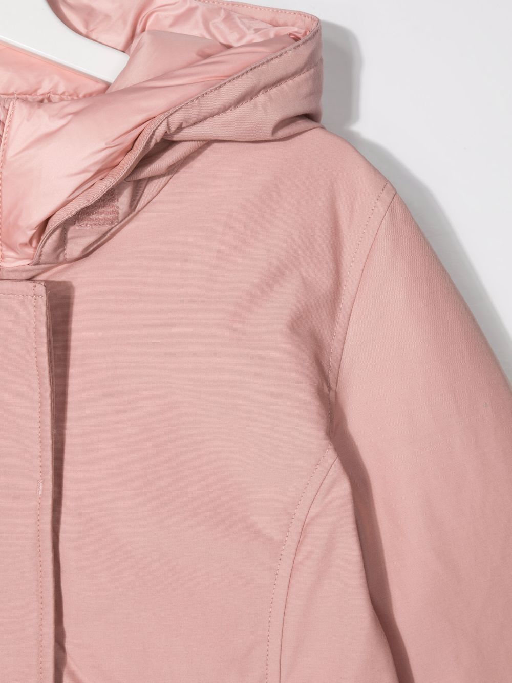 Shop Woolrich Teen Hooded Down Coat In Pink