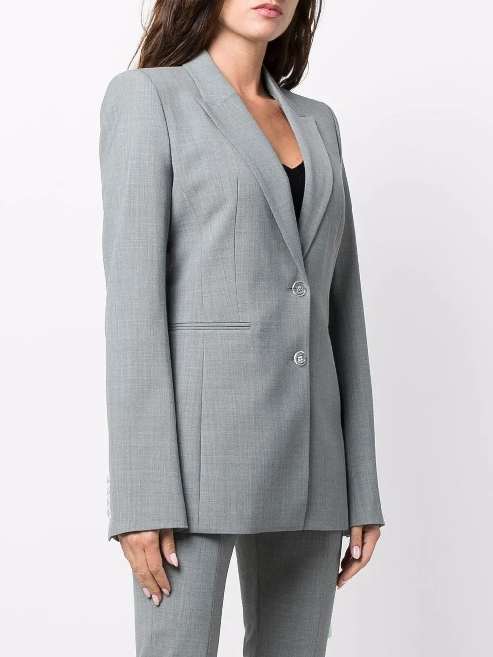 Off-white Text-print Tailored Blazer In Grey