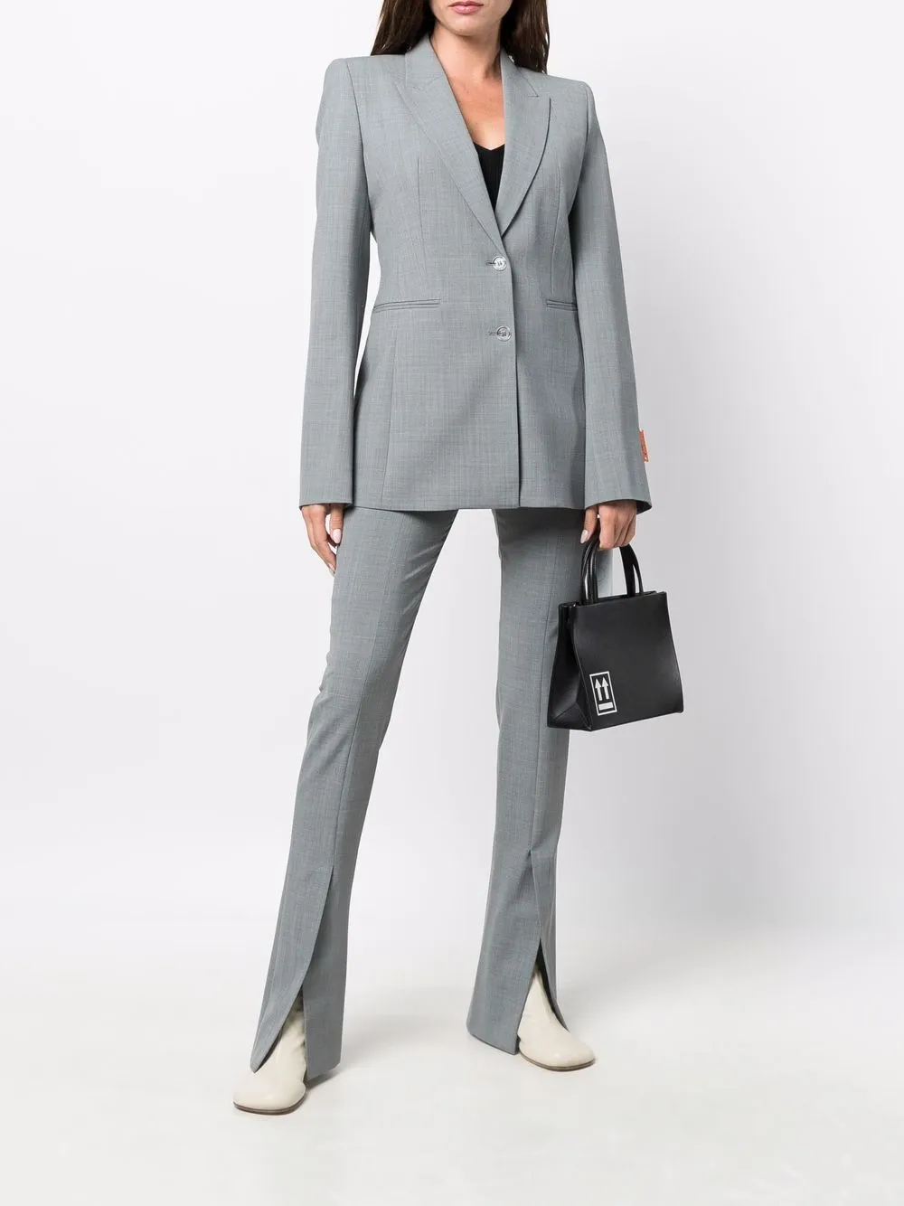 Off-white Text-print Tailored Blazer In Grey