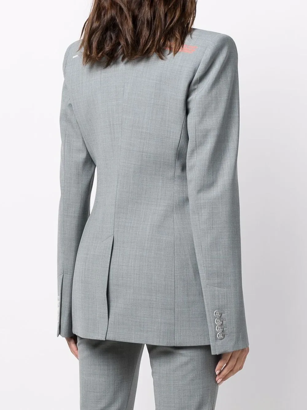 Off-white Text-print Tailored Blazer In Grey