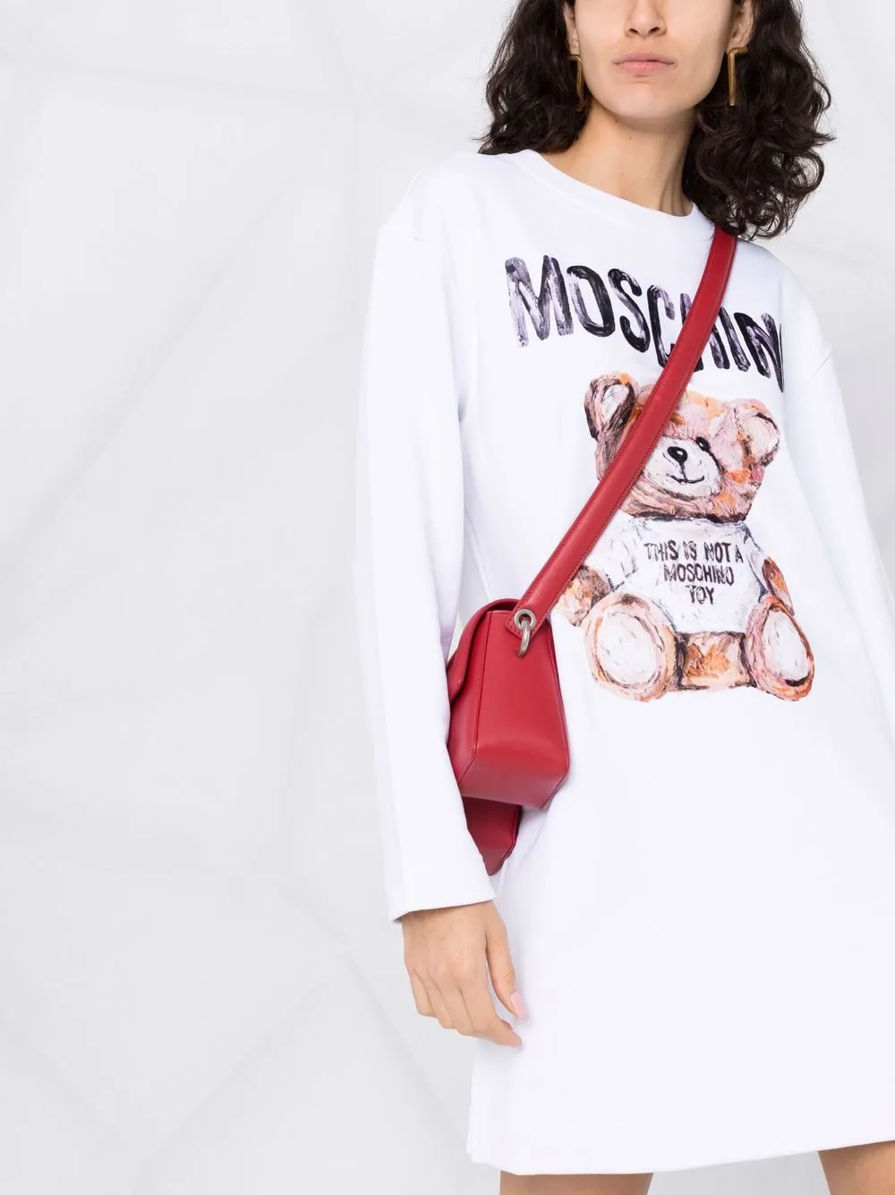 фото Moschino платье мини с принтом teddy bear