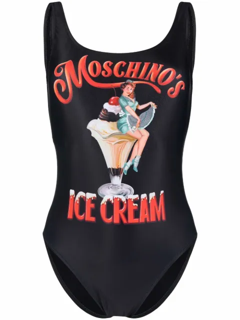 Moschino مايوه بطبعة شعار الماركة
