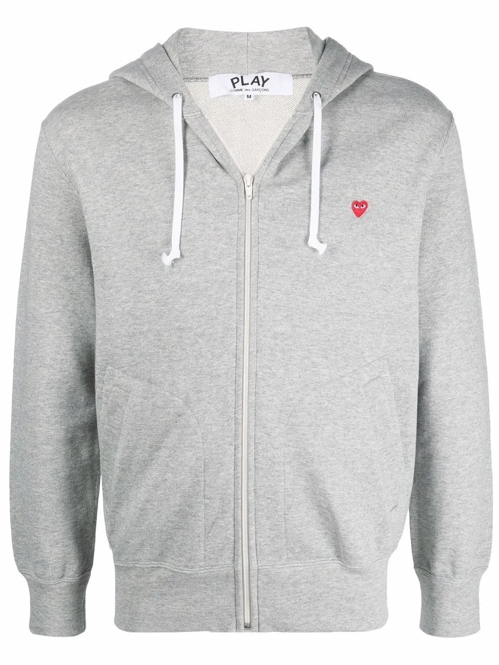 Comme Des Garçons Play Heart Patch Zip-up Hoodie In Grey