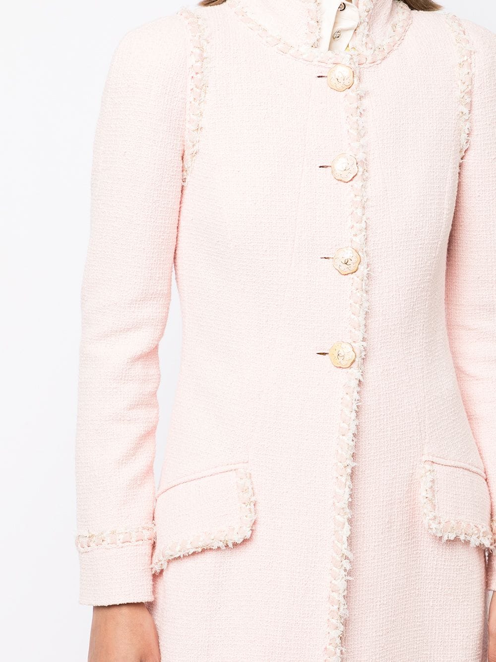 фото Chanel pre-owned однобортное пальто с логотипом cc на пуговицах