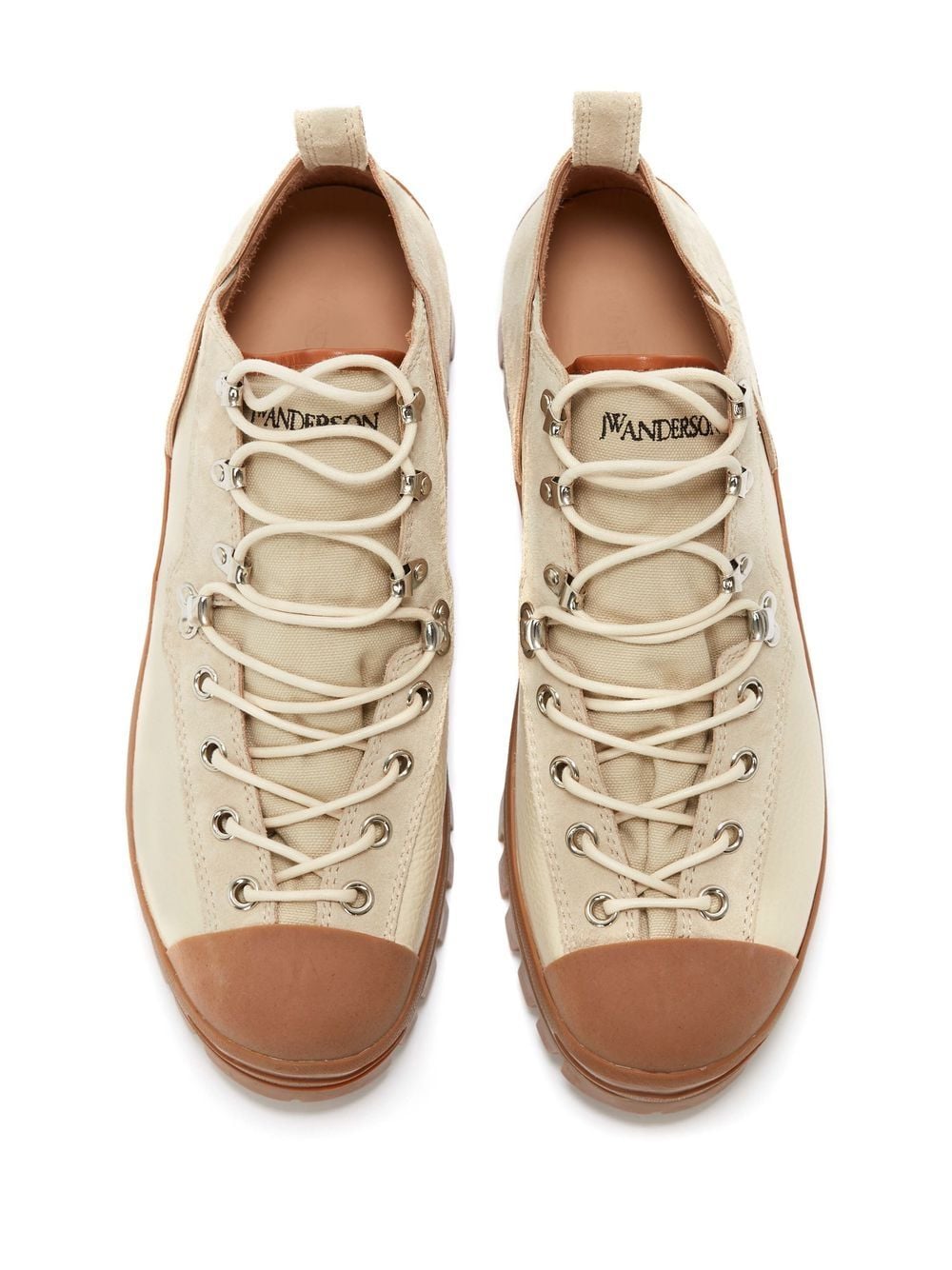 Shop Jw Anderson Embroidered-logo Lace-up Shoes In Brown