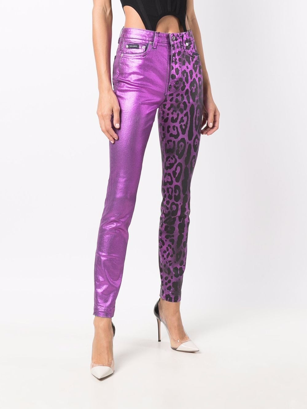 фото Dolce & gabbana кожаные брюки с леопардовым принтом