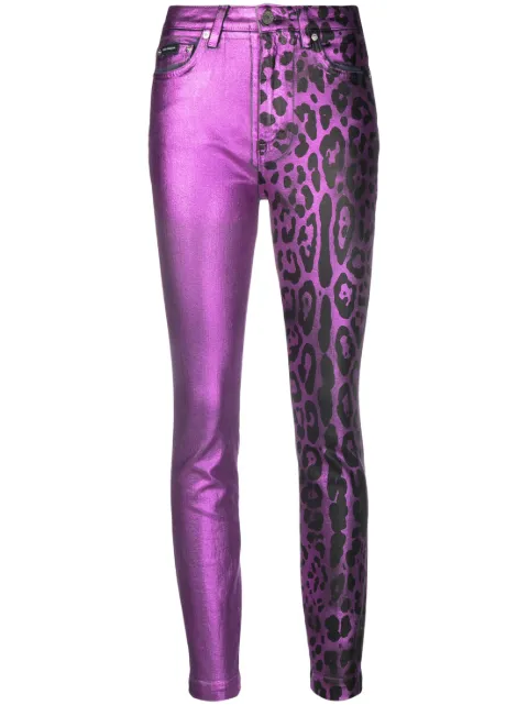 Dolce & Gabbana Calça de couro animal print