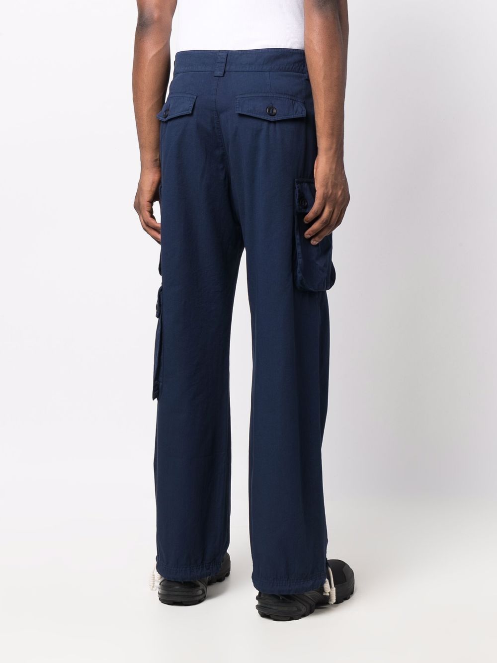 Shop Palm Angels Straight-leg Cargo Trousers In Blue