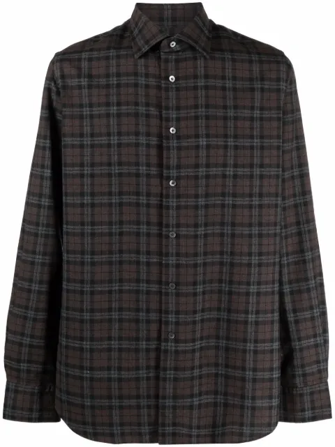 Xacus tartan-print wool shirt